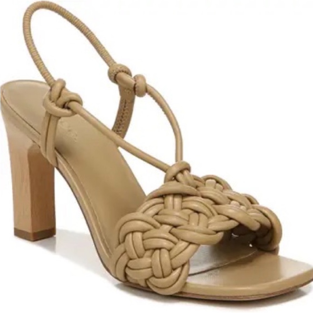 Vince Quenelle braided leather slingback sandal in tan or dune -  new in box